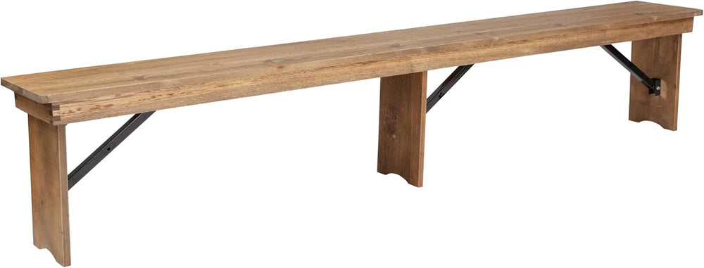 Flash Furniture Hercules 96x12 Folding Bench with Legs, Rustic | Foldable Loc...
