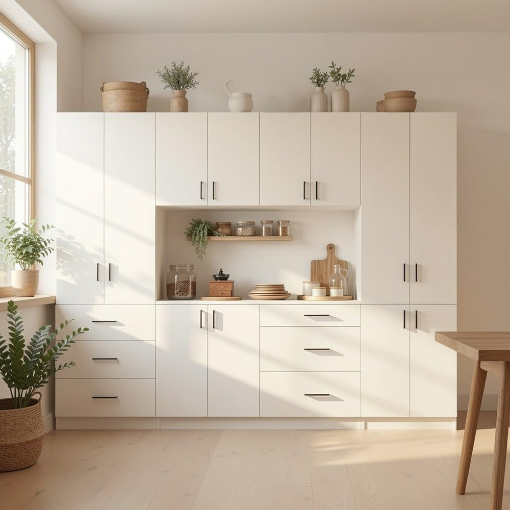 AGOTENI 94.5”H Tall Kitchen Pantry Cabinet with 4 Doors & 4 Shelves, Mode...