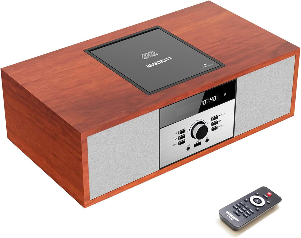 Nostalgic Bluetooth Stereo System for Home, WISCENT Vintage Micro HiFi System...