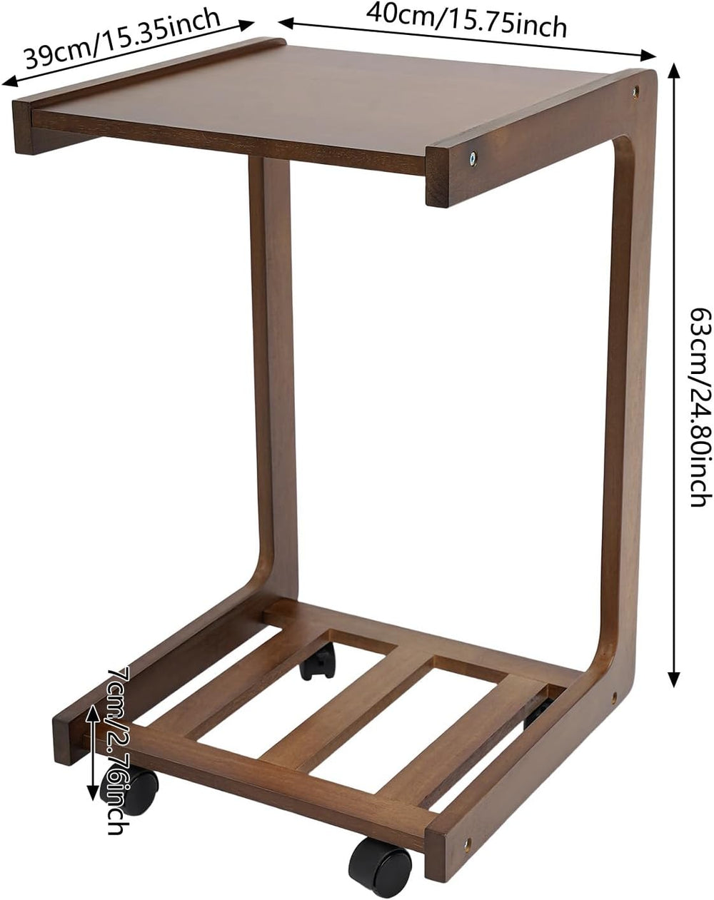 Bacocoo 40cm C Shaped End Table,Natural Wood Color Rubber Wood Small Side Tab...