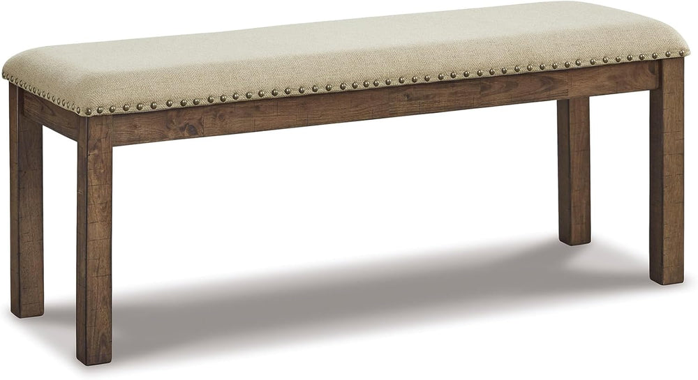 Signature Design by Ashley Moriville Wood Upholstered Dining Bench, Beige