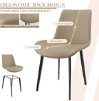 Dining Chairs, Modern PU Leather Dining Room Chair with Sturdy Metal Legs, Upholstered Seat Dinner Chairs Accent Side Chairs for Indoor Kitchen Living Room (Tan, Set of 6)