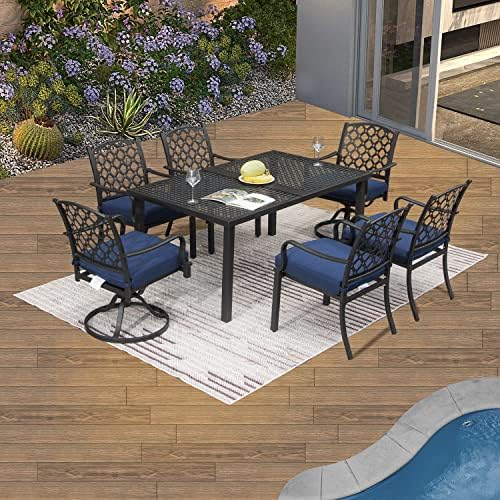 Domi 7 Pieces Patio Dining Sets All-Weather Metal Outdoor Modern Dining Sets ...