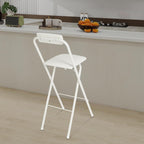 70cm Tall Adjustable Folding Bar Stool with Backrest - Portable Foldable Stool Chair for Kitchen, Outdoor & Commercial Use (1-Pack, Space Saving Design)‌ (White)