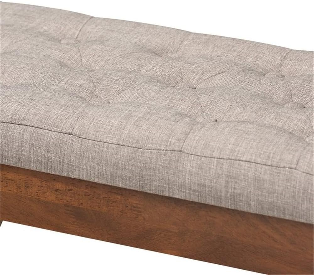 Baxton Studio Alona Mid-Century Modern Light Grey Fabric Upholstered Wood Din...