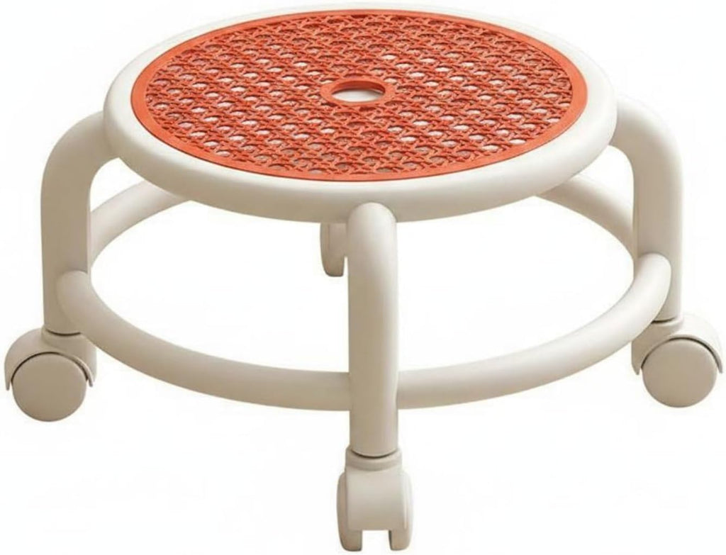 Children Rotating Rolling Stool Swivel Chair Compact Low Height Build Quiet Caster Movement Suitable for bedrooms Play Areas Dorm Rooms Small Living Areas, Vibrant Orange