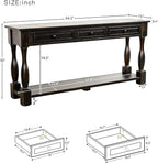 Merax Wood Farmhouse Entry Way Hallway Table with Drawers and Bottom Shelf Narrow Long Sideboard for Living Room (Distressed Black)