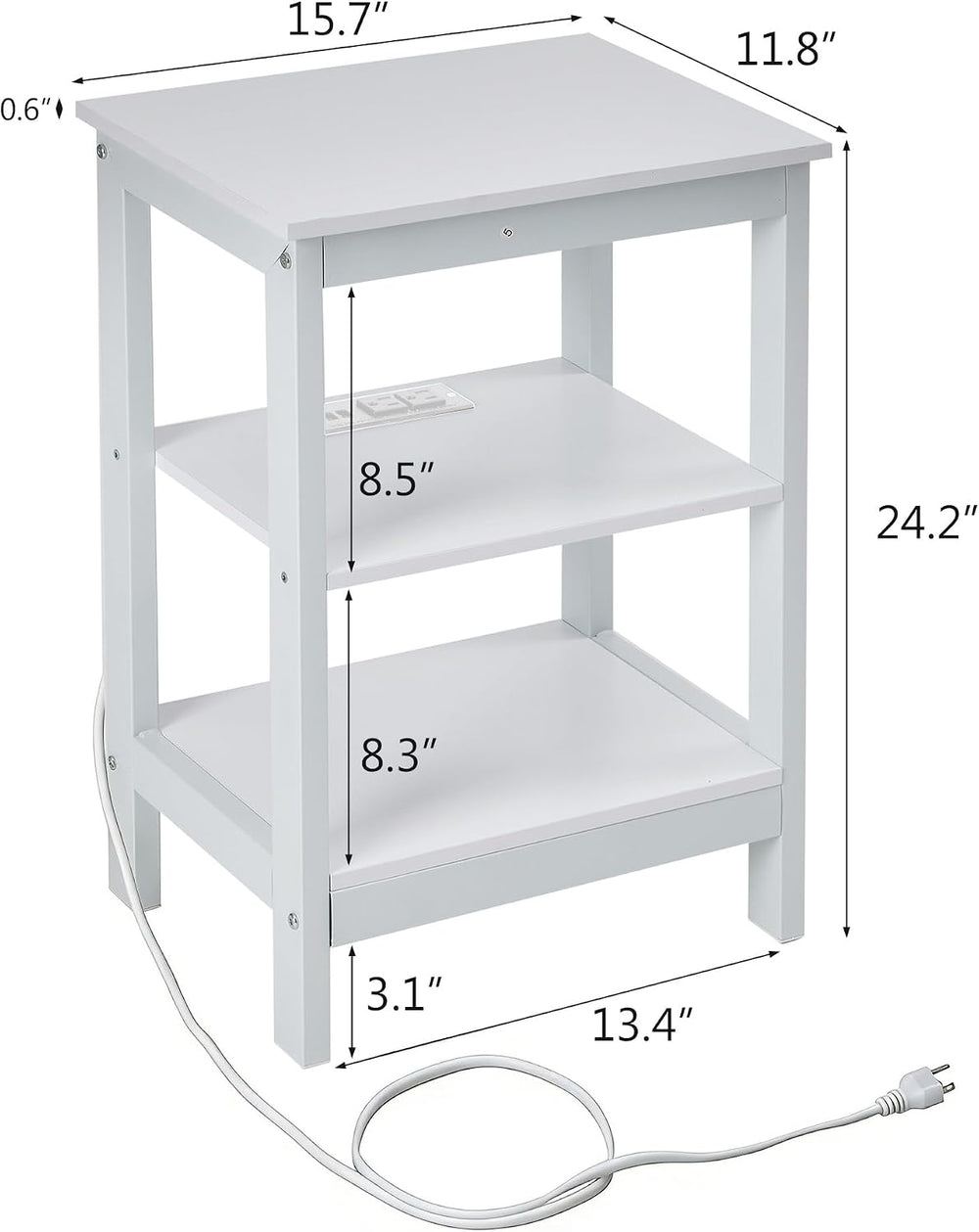VECELO Modern Nightstands with Charging Station,Side End Table Night Stand wi...