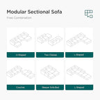 Acanva Convertible Modular Sectional Sofa with Movable Ottomans, Free Combination Corduroy Couch for Living Room Apartments, U-Shaped, White