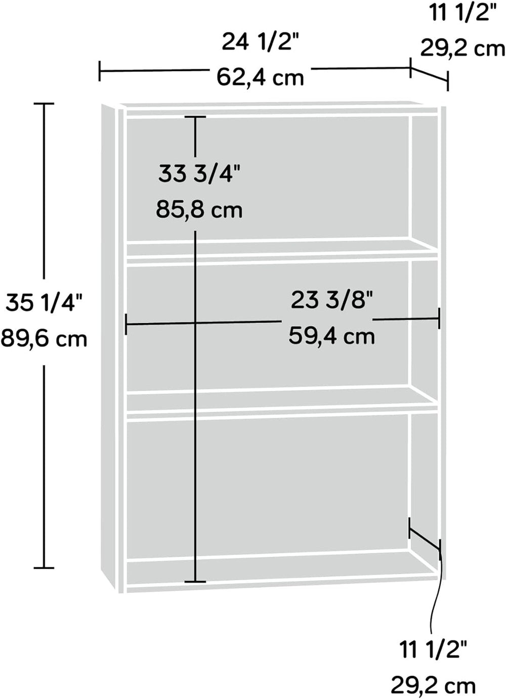 Sauder Beginnings 3-Shelf Bookcase, Bookshelf with Adjustable Storage Shelves...
