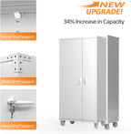 VINGLI Upgraded Wide & Deep Garage Storage Cabinet, Metal Storage Cabinet with Pegboards, Wheels, Locking Doors and Adjustable Shelves (Gray, 43''W x 20''D x 72''H)