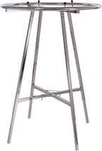 Econoco Folding Round Garment Rack, Adjustable Height Retail Display, Chrome Finish (36" Rack with Glass Shelf Topper)