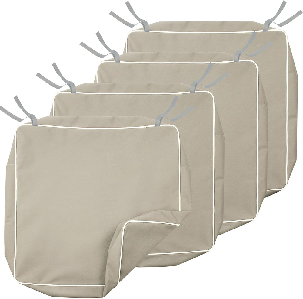 Porch Shield Patio Seat Cushion Covers 4 Packs, 19"x19"x4", Beige
