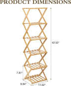 Bamboo Shoe Rack 6 Tier Foldable Shoe Rack for Entryway | Narrow Vertical Shoe Organizer Free Standing Shelf, Multifunctional Slim Storage for Bedrooms Living Room Corner