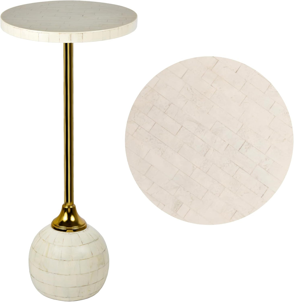 JONATHAN Y Evelyn 26" Round Mosaic Top Pedestal Drink Table, Cream/Gold ...