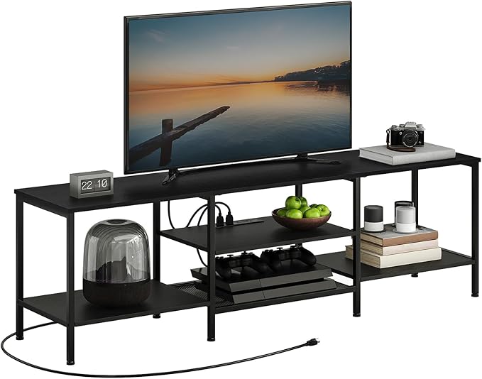 HOOBRO TV Stand with Power Outlets to 75 Inches, TV Console Table with Open S...