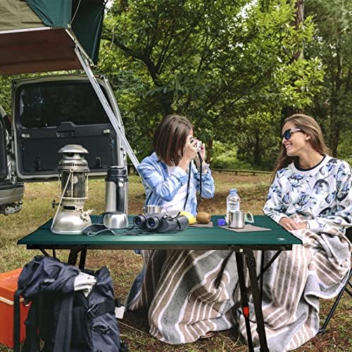 VILLEY Portable Camping Table with Adjustable Legs, Aluminum Folding Table