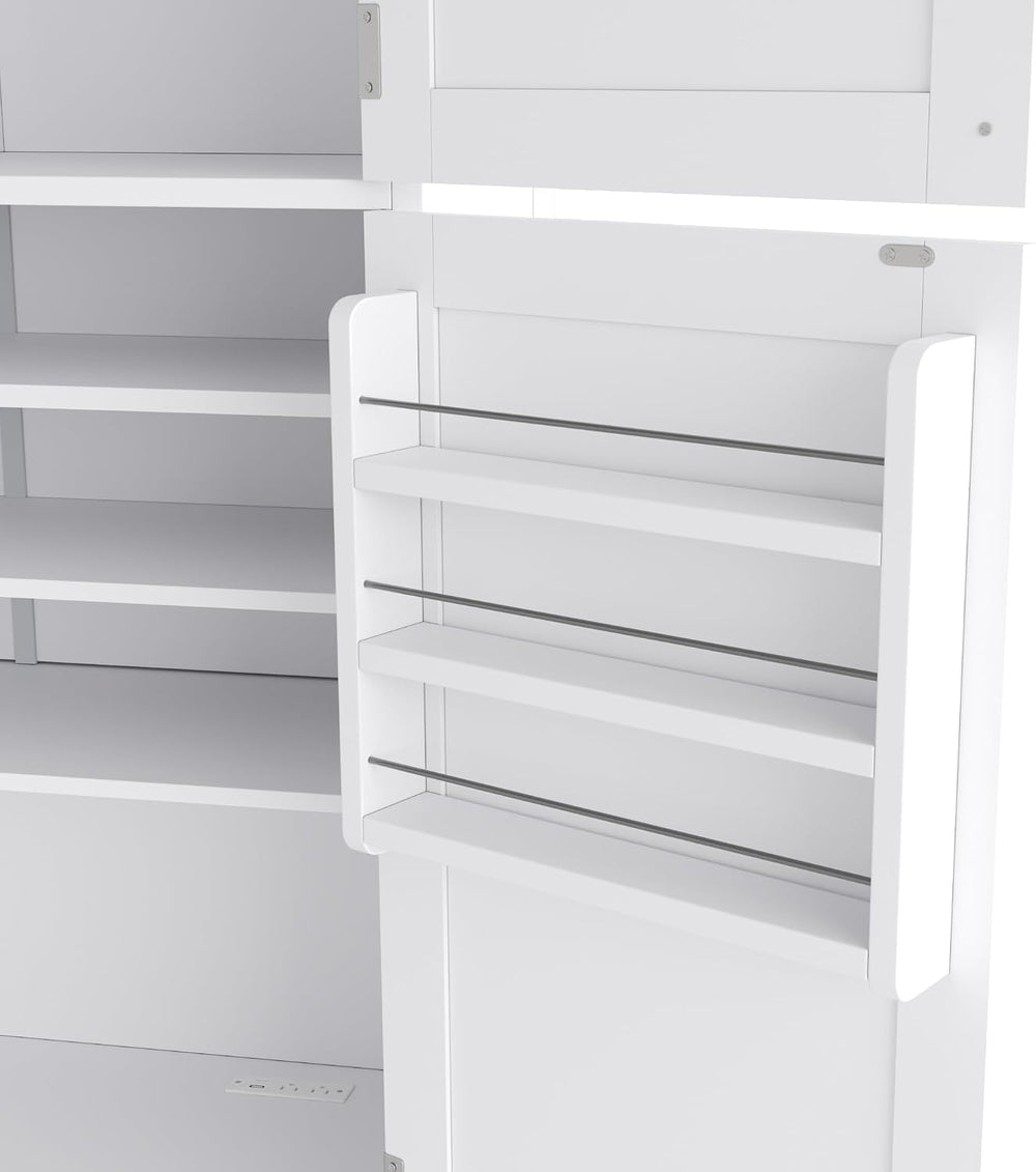 JIJIWANG 80.1'' Modern Kitchen Pantry Storage Cabinet with Adjustable...