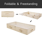 iwill CREATE PRO Pack of 2, Visible Lid Underbed Clothes Storage Bins for Shoes, Blankets, Sheets Organizer, 6" Height 7" Tall Under the Bed Storage Containers, Beige