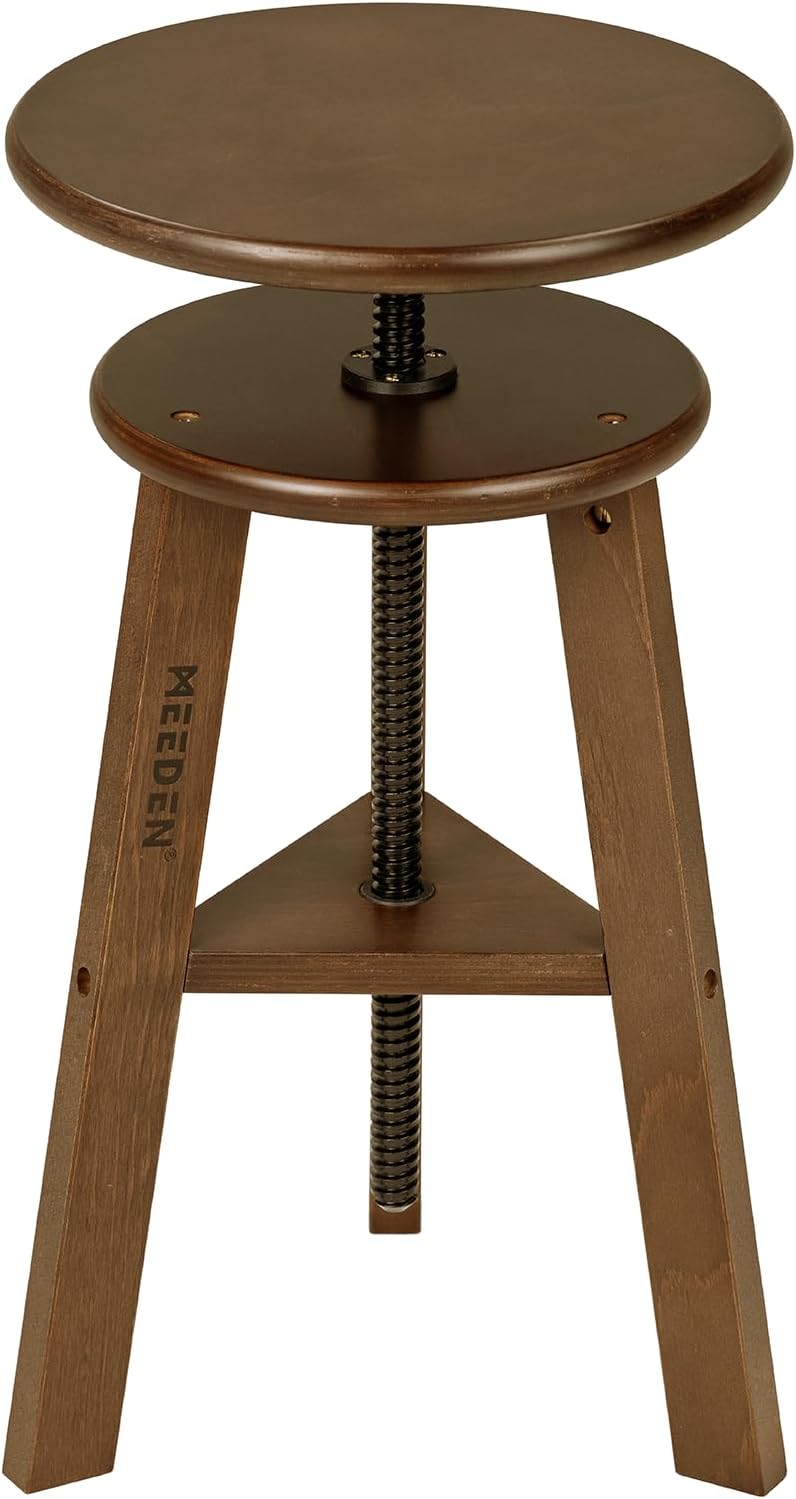 MEEDEN Walnut Drafting Stool with Solid Beech Wood, Height Adjustable Artist ...