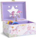 Jewelkeeper Musical Jewelry Box for Girls with Spinning Unicorn, Glitter Rainbow and Stars Design Music Box for Necklace, Earrings, and Accessories, Plays The Beautiful Dreamer Tune