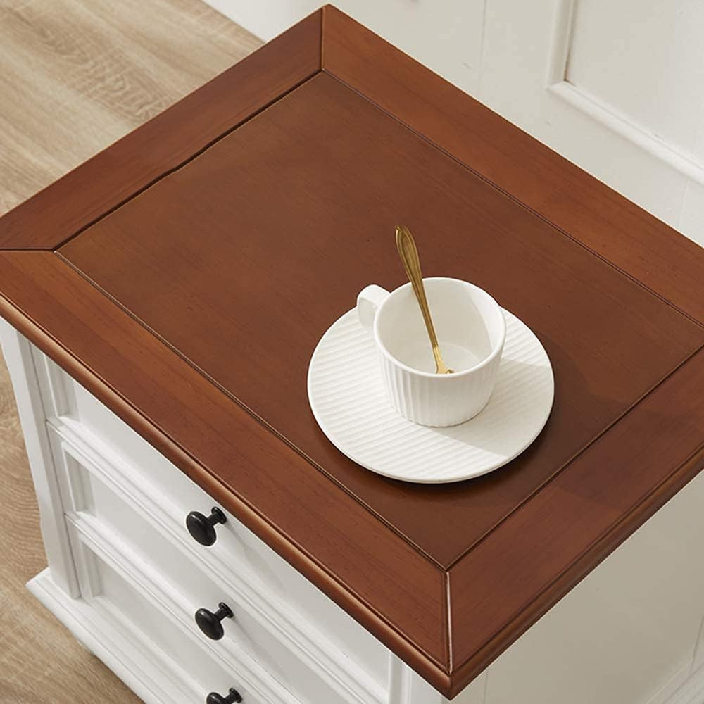 Nightstand Modern Solid Wood Bedside Storage Cabinet with 3 Layers of Drawers...