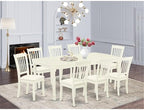 East West Furniture DODA9-LWH-C 9 Piece Dining Room Set Includes a Rectangle Kitchen Table with Butterfly Leaf and 8 Linen Fabric Upholstered Dining Chairs, 42x78 Inch, Linen White
