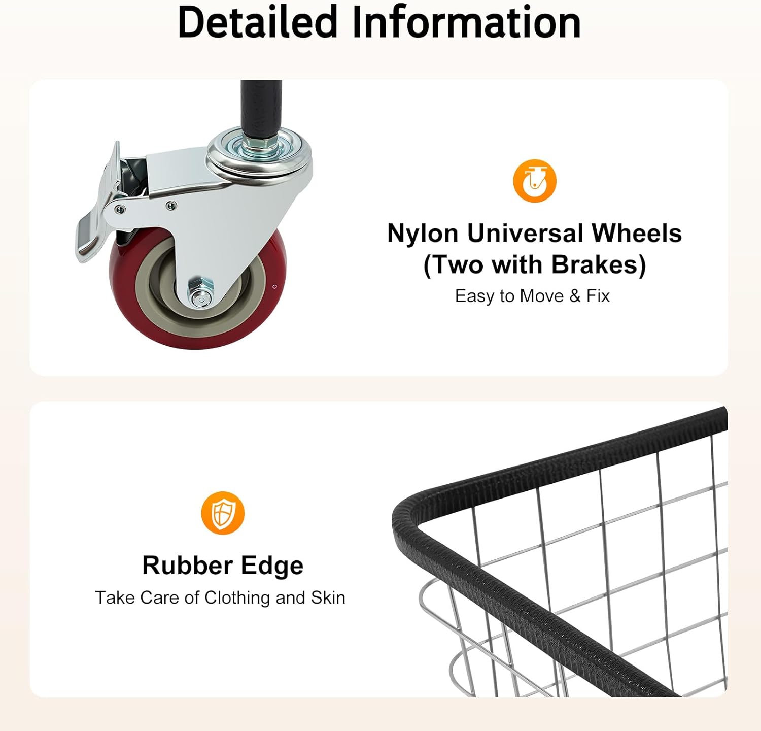 Steel Wire Laundry Cart, Wire Laundry Basket Cart with 4" Casters, Heavy Duty Commercial Rolling Laundry Basket for Clothes Storage, 26.77"D x 21.5"W x 26"H