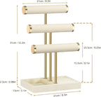3 Tier Bracelet Holder Display - Detachable T Bar Beige Velvet Bracelet Holder, Jewelry Holder Organizer for Bracelet, Necklace, Watches, Rings