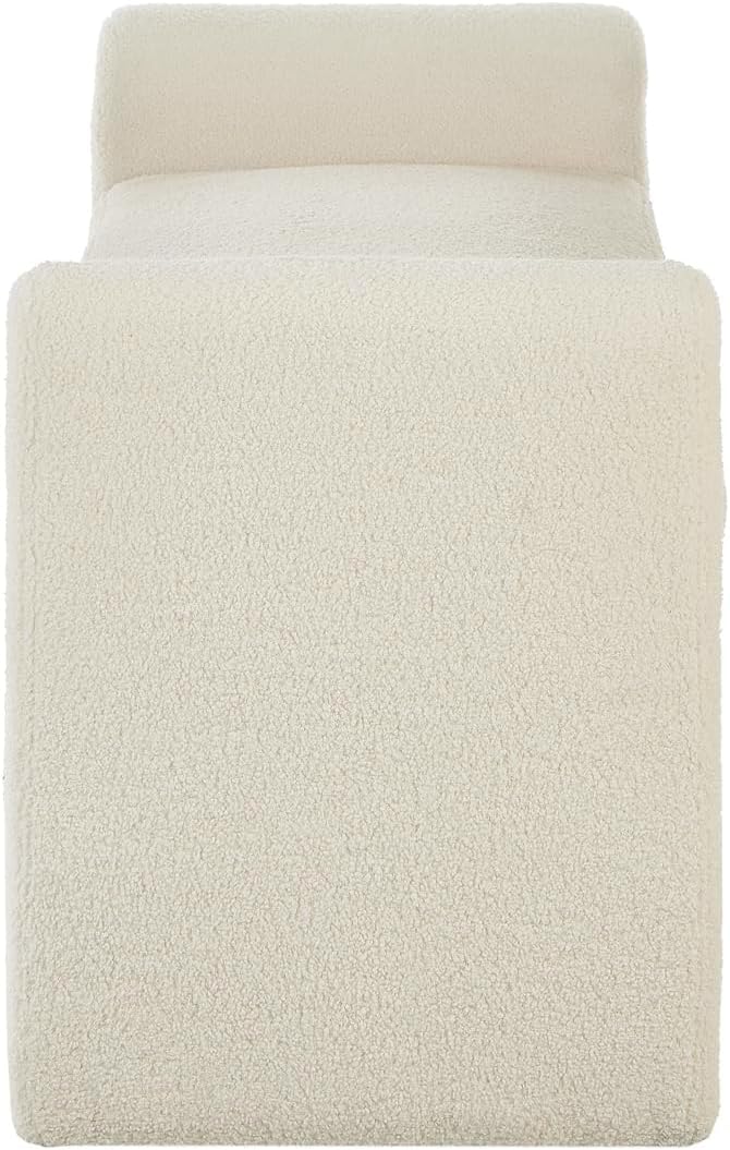 24KF Modern Upholstered Bed Bench Covered with Soft Boucle Teddy Fabric, Love...