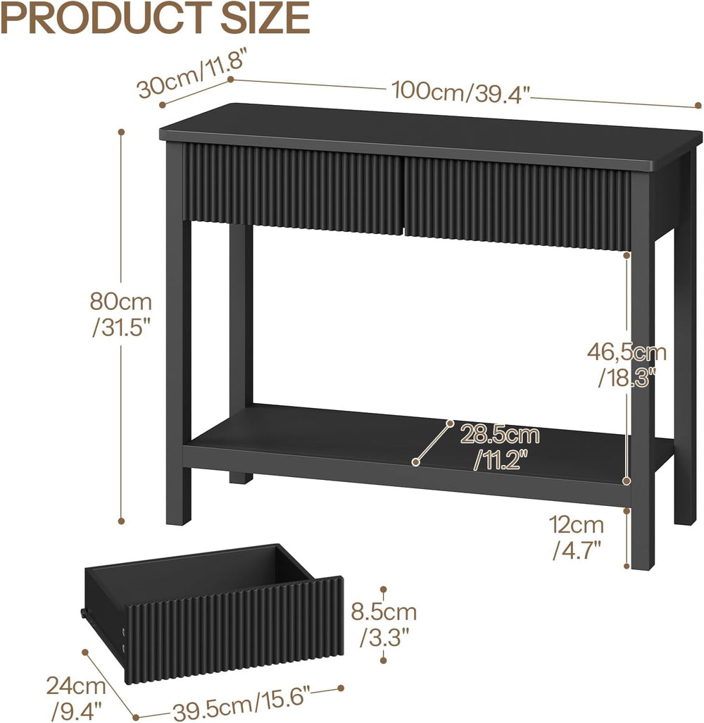 HOOBRO 39.4" Console Table with 2 Wavy Drawers, Narrow Long Entryway Tab...