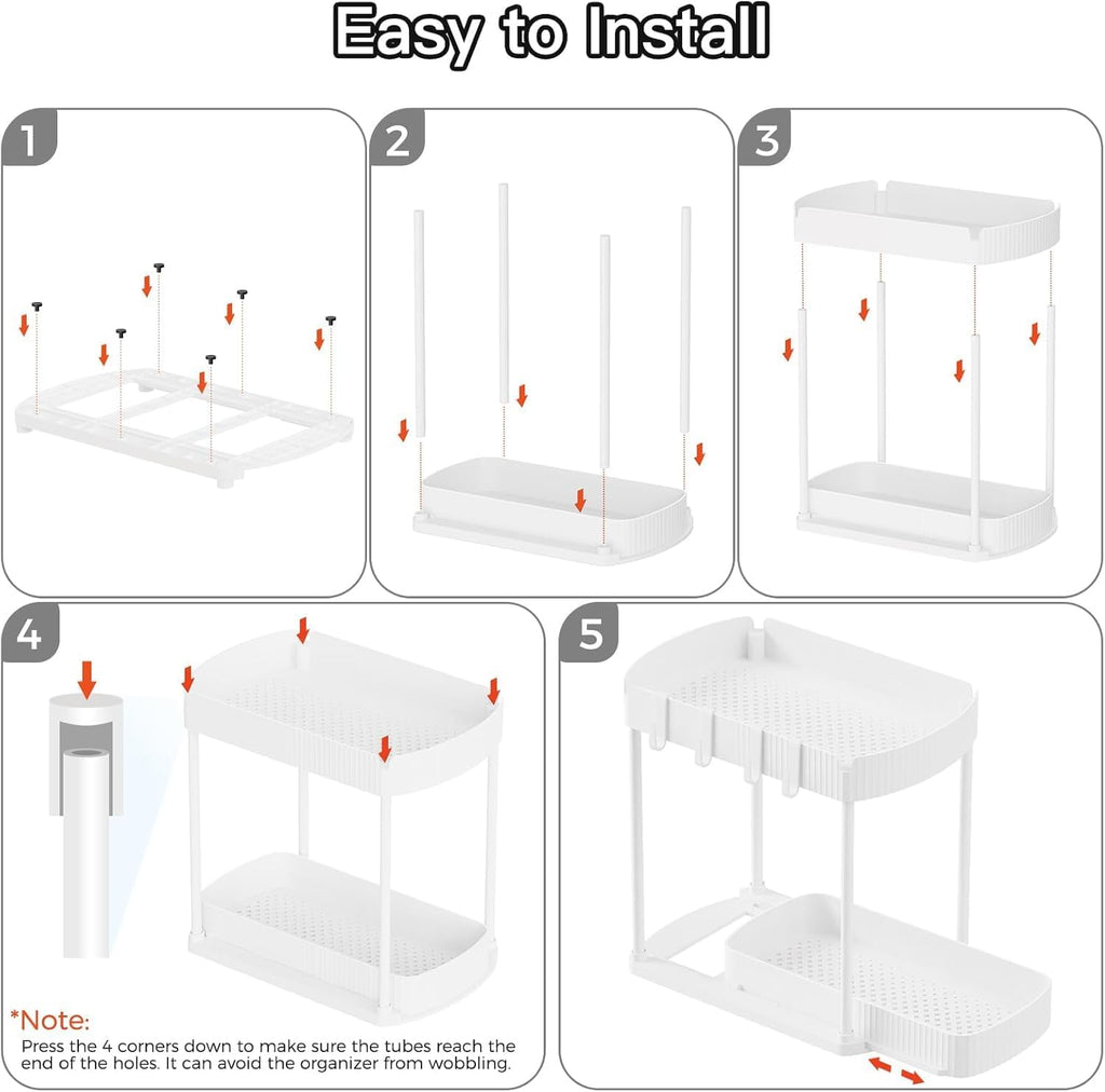 Multi-Purpose Pull-Out Storage Organizers, Under Sink & Cabinet Storage, 12.8 Inch, White (白色)