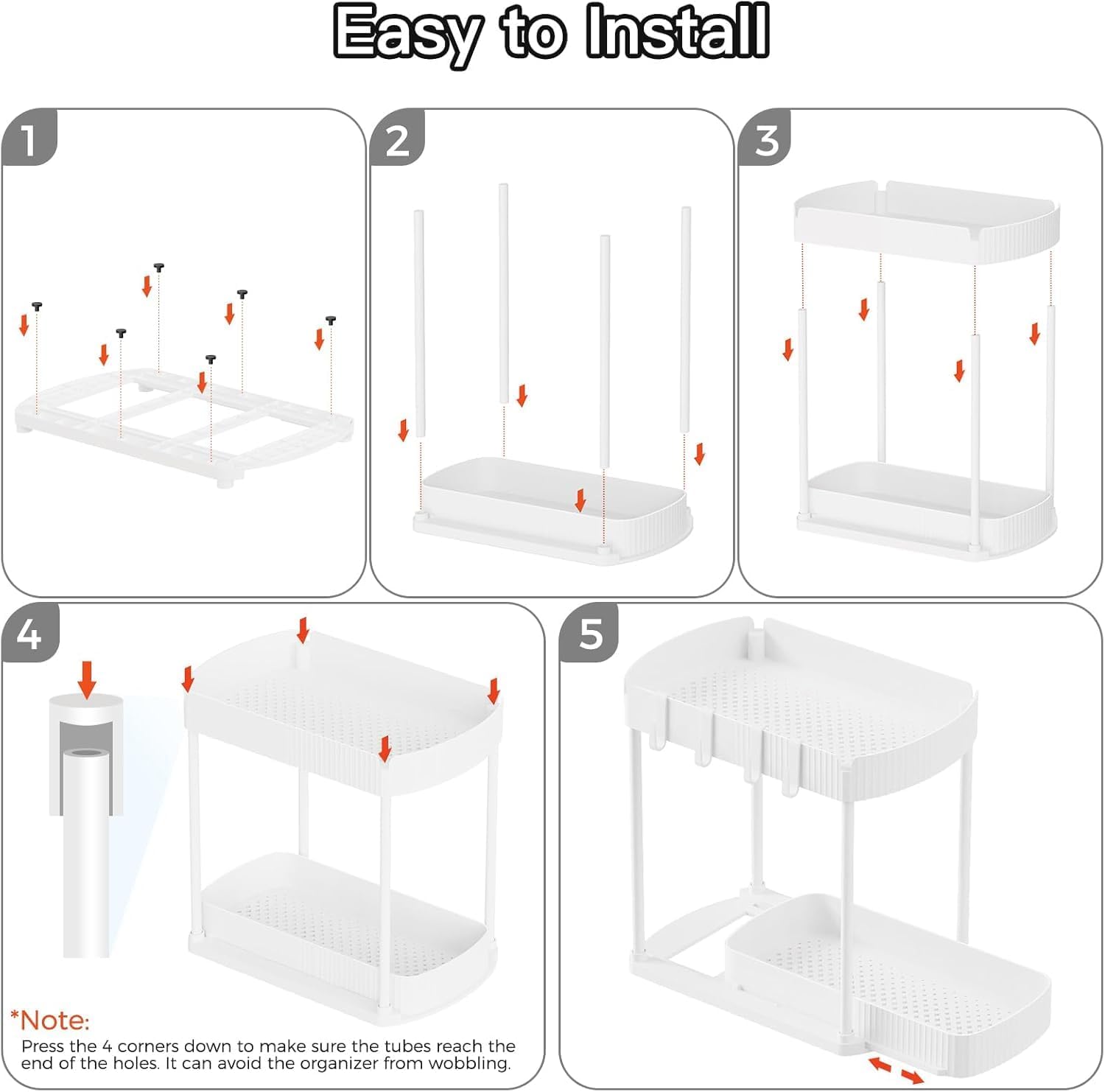 Multi-Purpose Pull-Out Storage Organizers, Under Sink & Cabinet Storage, 12.8 Inch, White (白色)