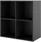 Homes: Inside + Out Apexa 4-Cube Storage Organizer Shelves, Stackable Wood Bookcase Fits Cubby Bins for Organization, Dorm Teen Room Decor & Home Office, Black