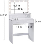 Vanity Desk with Mirror and Lights, Dressing Table with Large Drawer, 2 Level Storage Dresser & 3 Lighting Modes Adjustable Brightness, Suitable for Bedroom