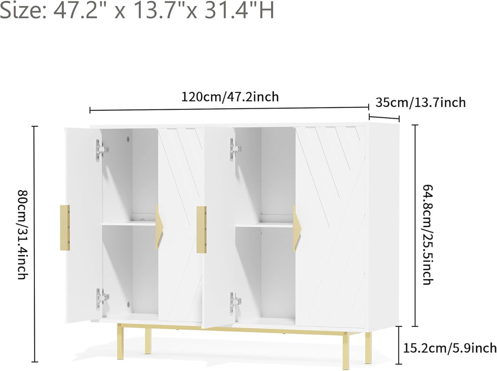 Sideboard Buffet Cabinets with Storage, Accent Storage Cabinets with Fluted D...