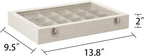 Frebeauty Velvet Jewelry Tray,24 Grid Jewelry Organizer with Clear Lid,Earring Holder Organizer with Clasp,Drawer Insert Rings Pendants Brooches,13.8 x 9.5 x 2 Inches,Gift for Women Girls(Beige)