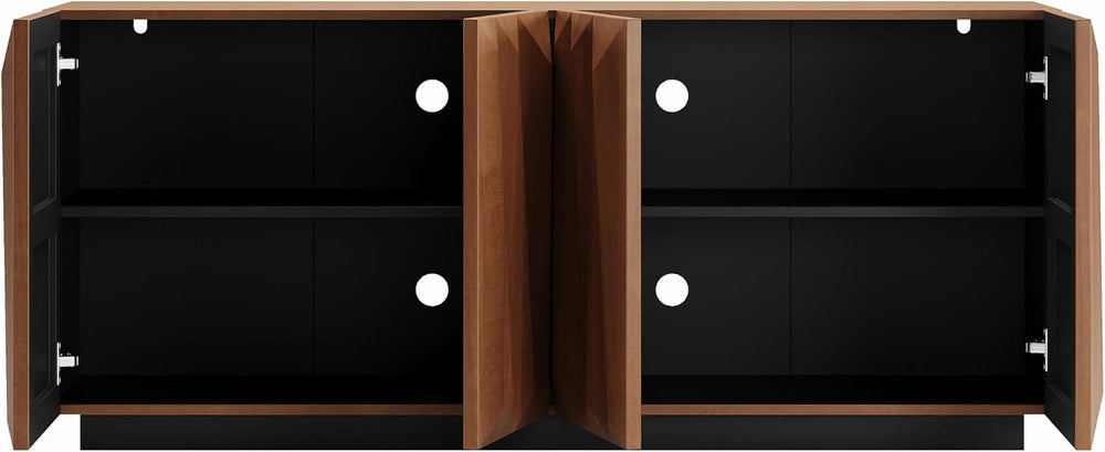 60" Contemporary Geometric Sideboard Buffet with 3D Triangular Doors &am...