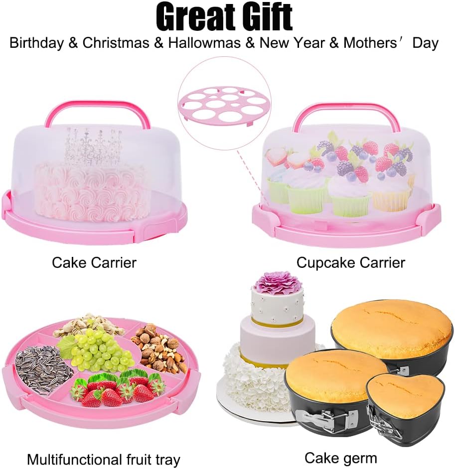 Cake Decorating Kit,635 Pcs Decorating Supplies With 3 Springform Pan Sets Icing Nozzles Rotating Turntable Cake Topper Piping Bags Carrier Holder,Cake Baking Set Tools