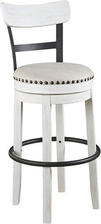 Signature Design by Ashley Valebeck 30" Modern Swivel Pub Height Barstool, Whitewash