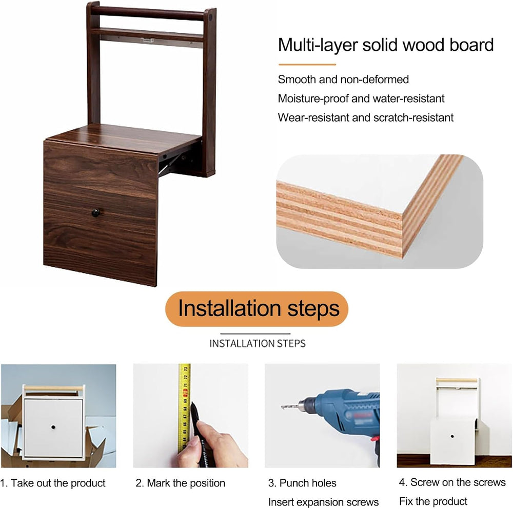 Wall Mounted Shoe Changing Stool Space Saving Hidden Chair Wall Stools, with ...