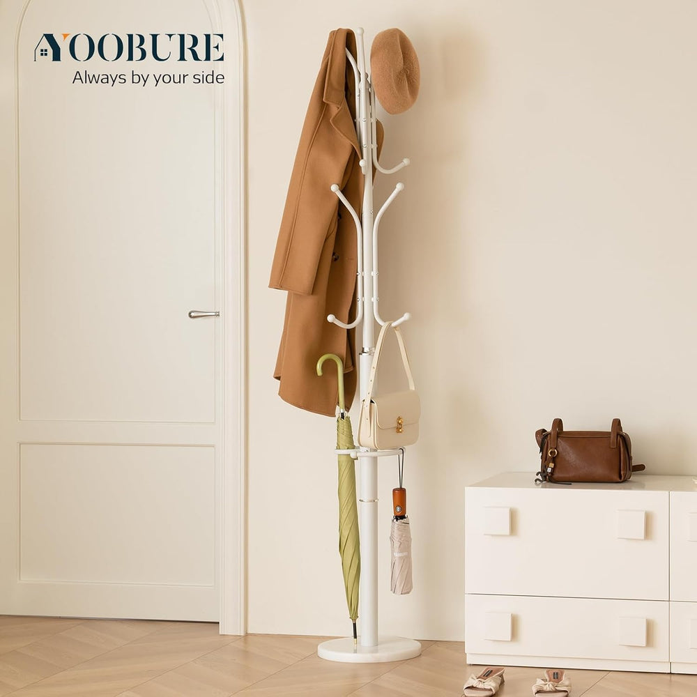 Yoobure Metal Coat Rack Freestanding with Marble Base, Coat Tree with 12 Hook...