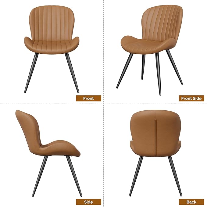 Dining Chairs Set of 4, Modern Dining Room Chairs, Fabric Kitchen Chair Upholstered Dining Chairs with Thick Cushions for Kitchen and Dining Room Brown