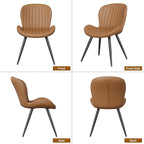 Dining Chairs Set of 6 Modern Fabric Dining Room Chairs Upholstered Dining Chairs with Thick Cushions Metal Legs Armless Back Chair for Kitchen and Living Room Brown