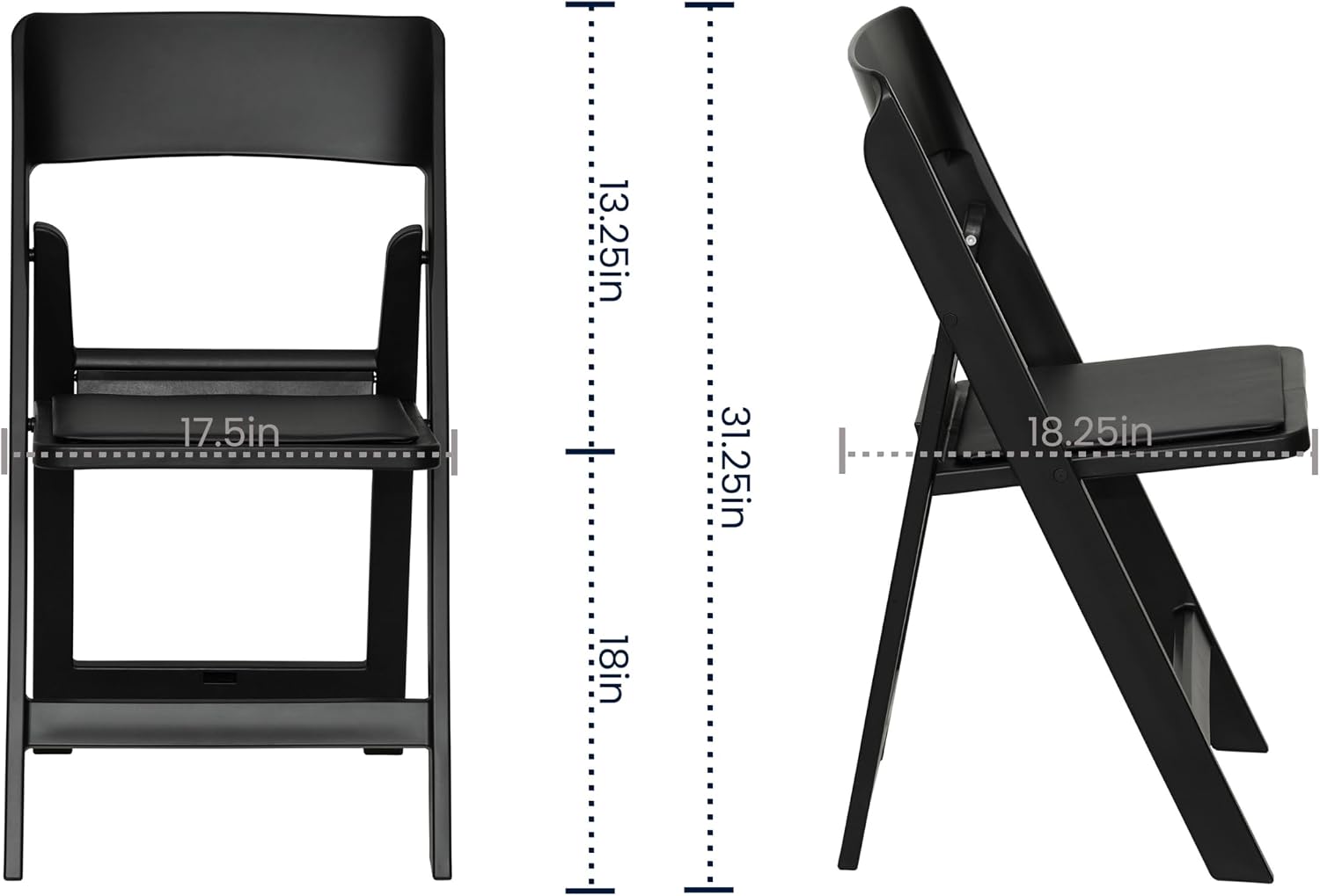 Flash Furniture Hercules Tucker Commercial Black Resin Folding Chair - Lightweight, Vinyl Padded Removable Seat, Indoor Outdoor Use, Event & Wedding Ready, Set of 4