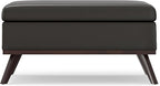 SIMPLIHOME Owen 36 inch Wide Mid Century Modern Square Coffee Table Storage Ottoman in Tanners Brown Vegan Faux Leather, Assembled, for the Living Room, Entryway and Family Room