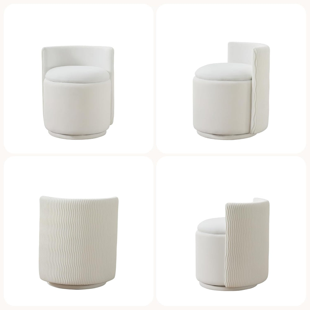HUBSON Vanity Chair with Storage, Swivel Velvet Chairs with Back, Modern Roun...