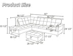 L-Shaped Sectional Sofa with Movable Chaise & Storage Ottoman, Lounge 3-Piece Modular Convertible Couches for Living Room, Apartment & Office, Grey