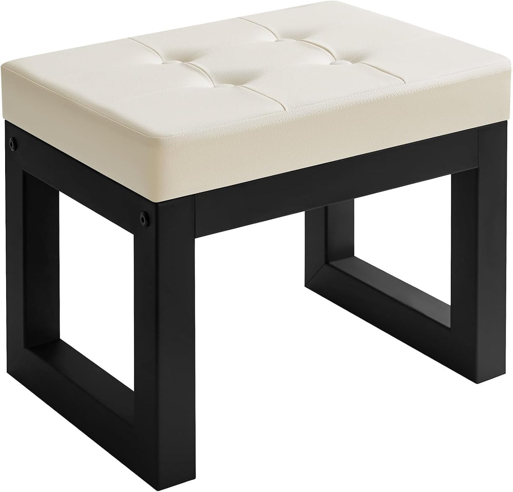 IBUYKE 16 Inch Small Foot Stool Ottoman, Rectangle PU Faux Leather Foot Rest ...