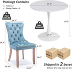 SoarFlash Kitchen Table and Chairs for 2, 24" Dining Table Set for 2 with Velvet Upholstered Chairs, 3 Piece Round Kitchen Table Set, Dining Room Table Set for Small Space, Apartment